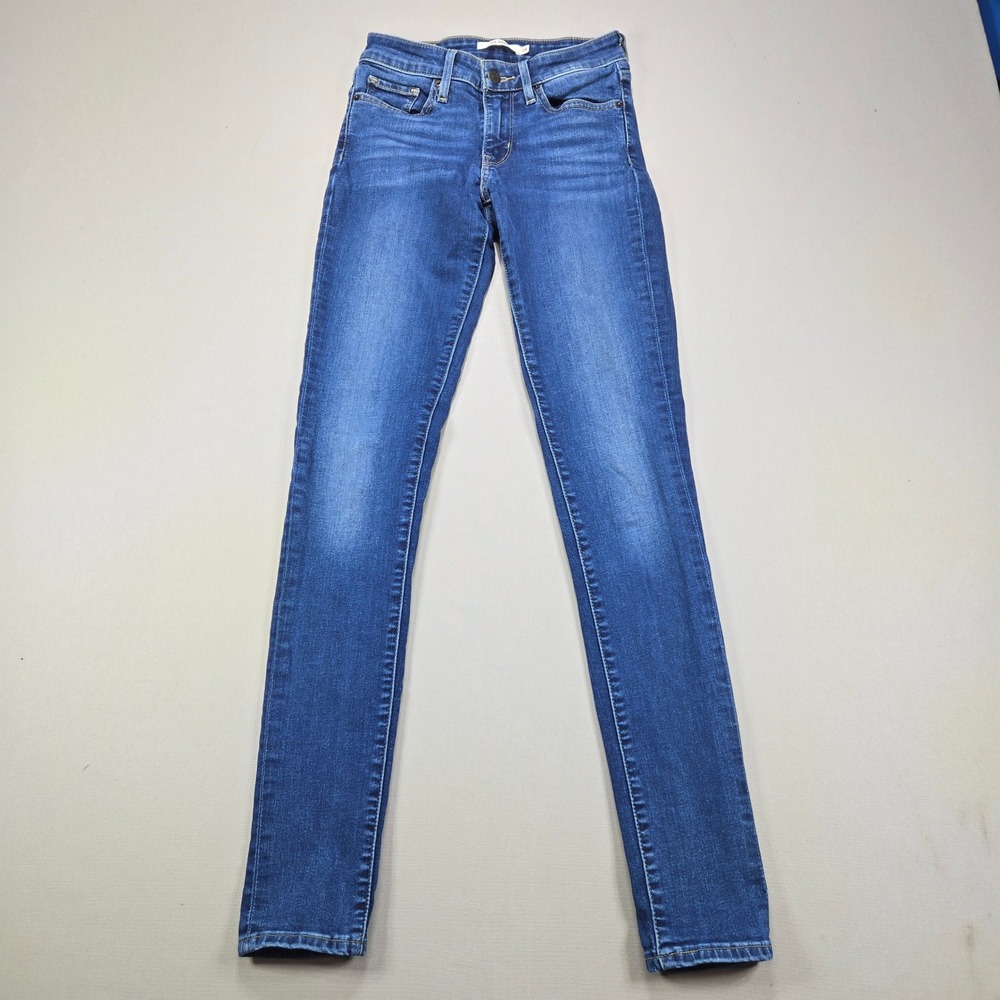 Levi's Big E 711 Skinny Jeans Stretch Mid Rise Medium Wash Blue Womens W24 L32
